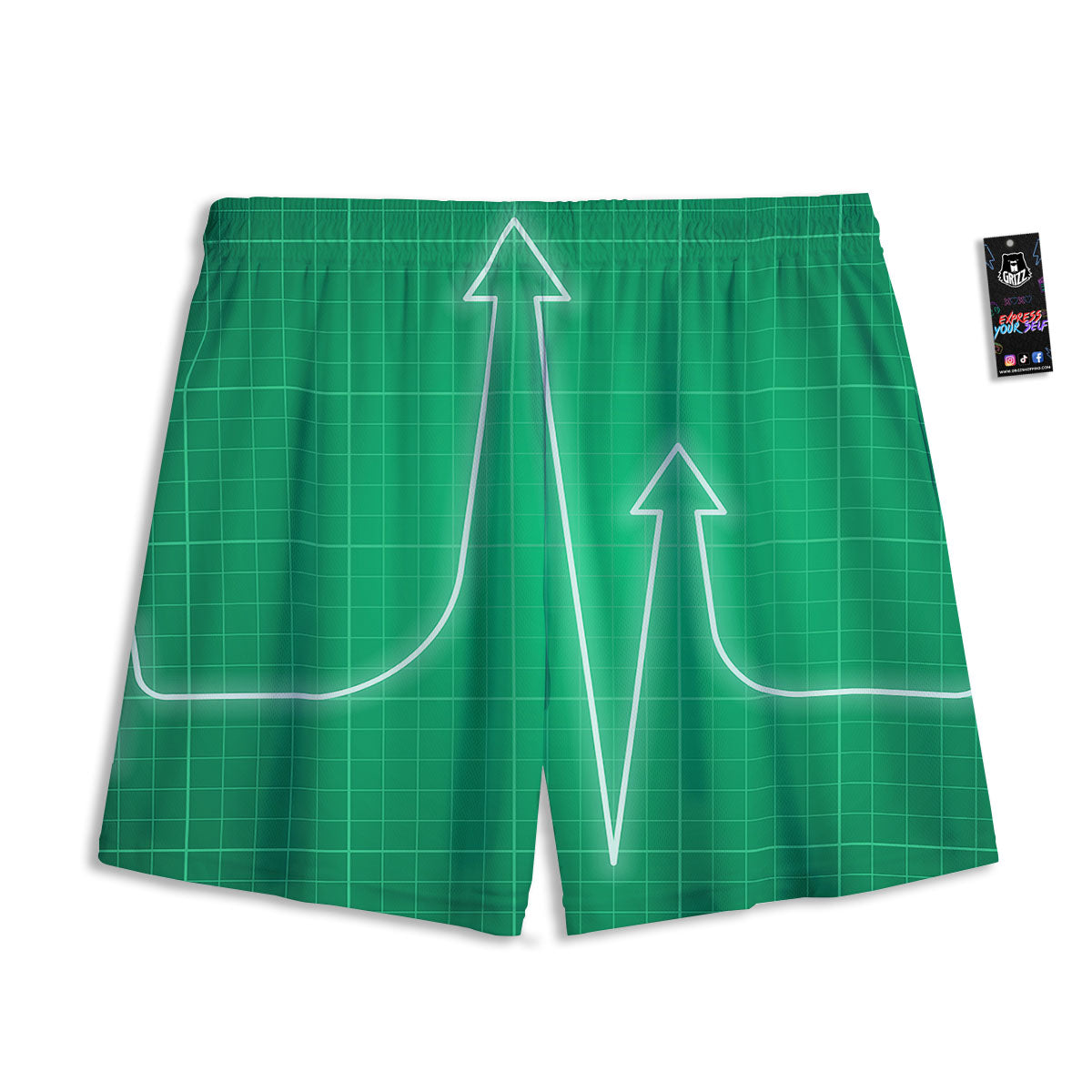 Heartbeat Green Print Mesh Shorts