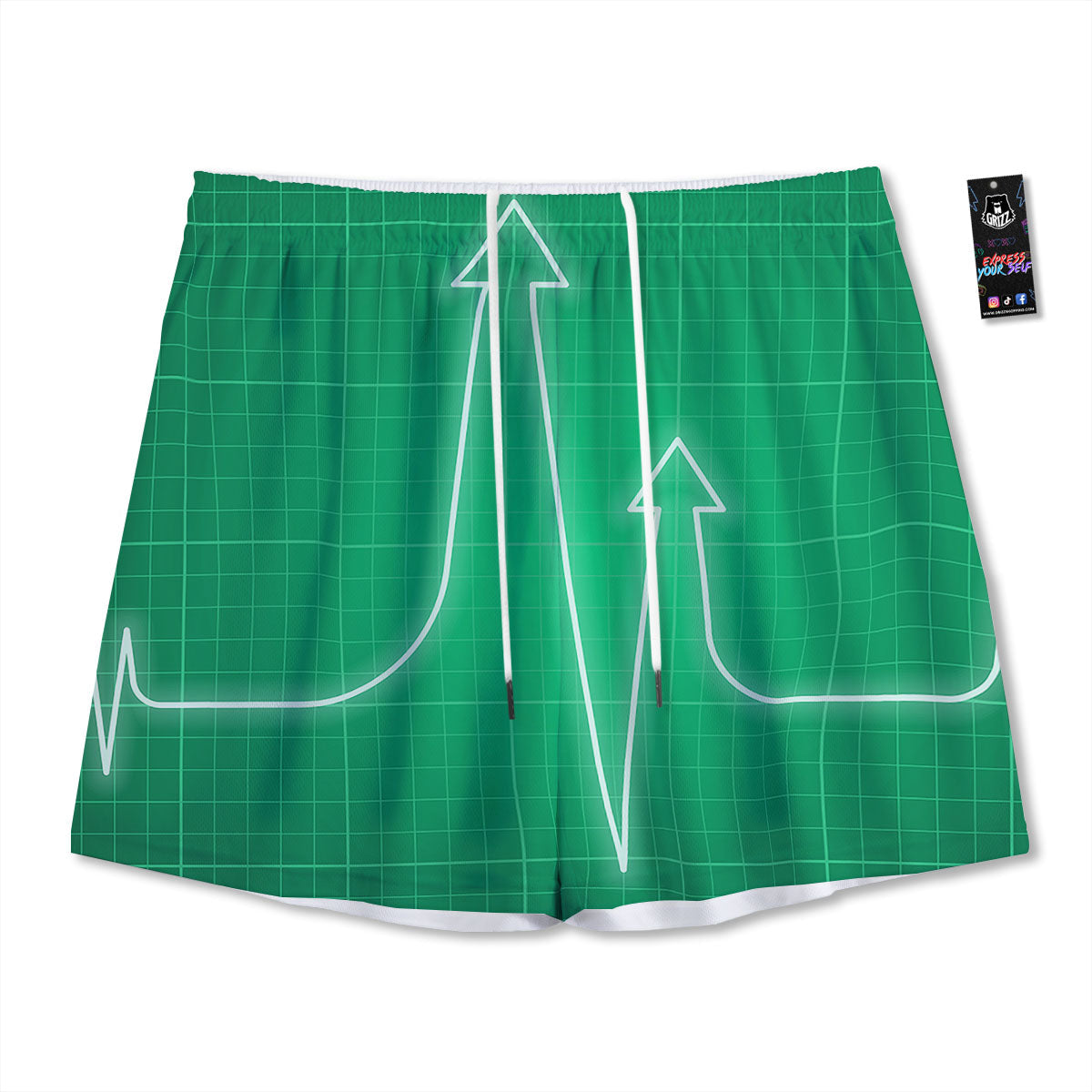Heartbeat Green Print Mesh Shorts