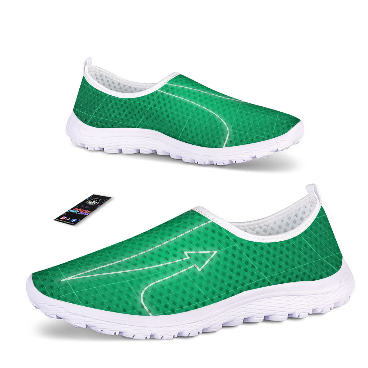 Heartbeat Green Print Nurse Shoes-grizzshop