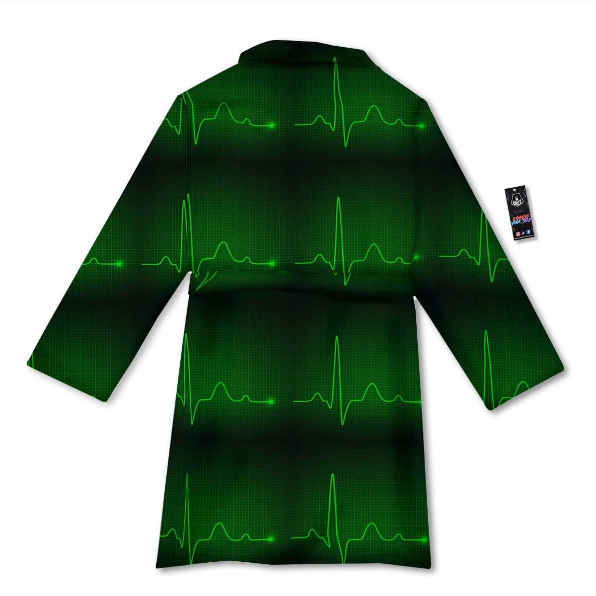 Heartbeat Green Print Pattern Bathrobe-grizzshop