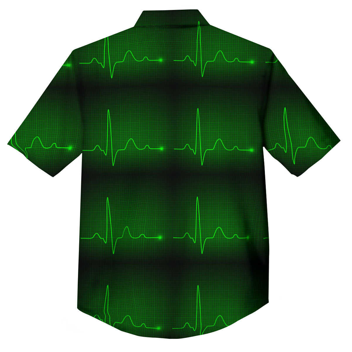Heartbeat Green Print Pattern Button Up Shirt-grizzshop