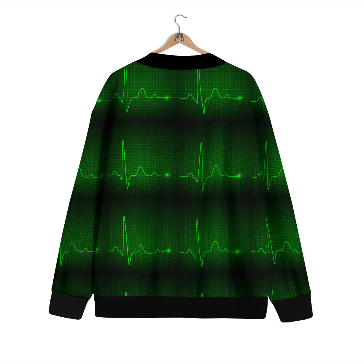 Heartbeat Green Print Pattern Cardigan-grizzshop
