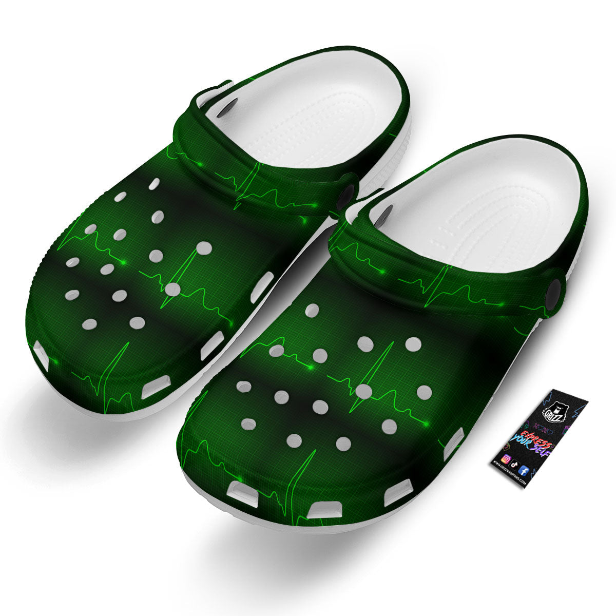 Heartbeat Green Print Pattern Clog-grizzshop