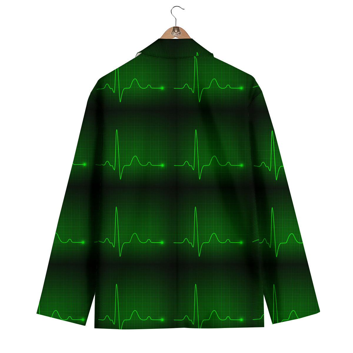 Heartbeat Green Print Pattern Men's Blazer-grizzshop