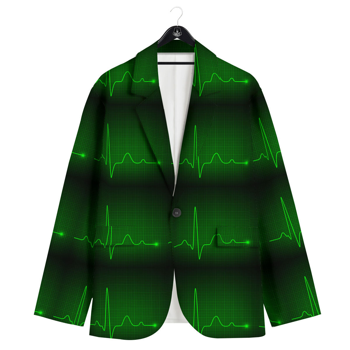 Heartbeat Green Print Pattern Men's Sport Coat-grizzshop