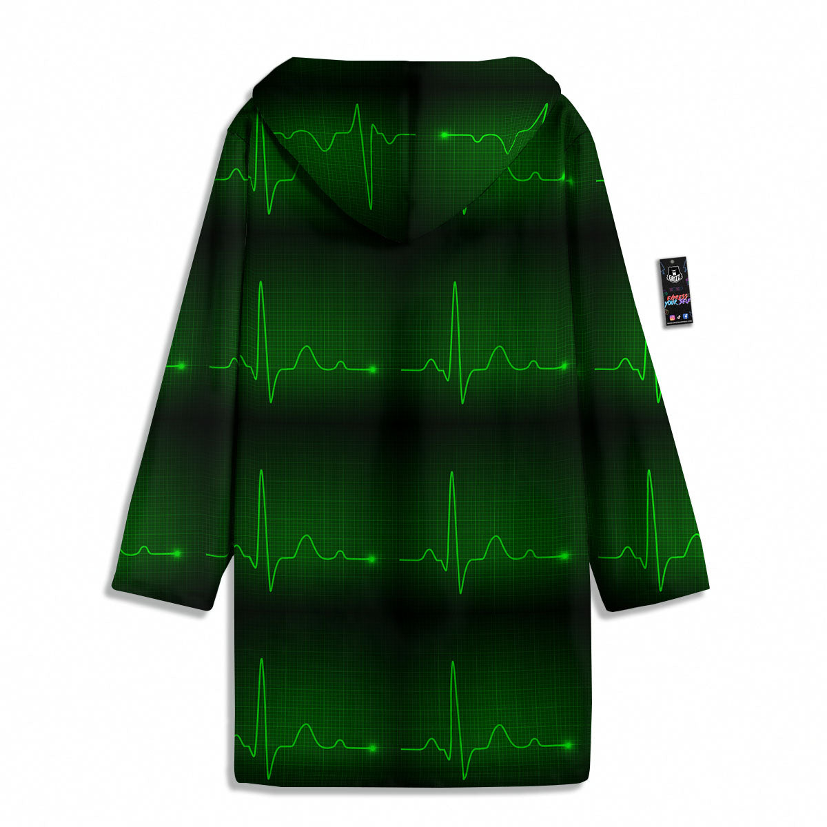 Heartbeat Green Print Pattern Men's Windbreaker Jacket-grizzshop
