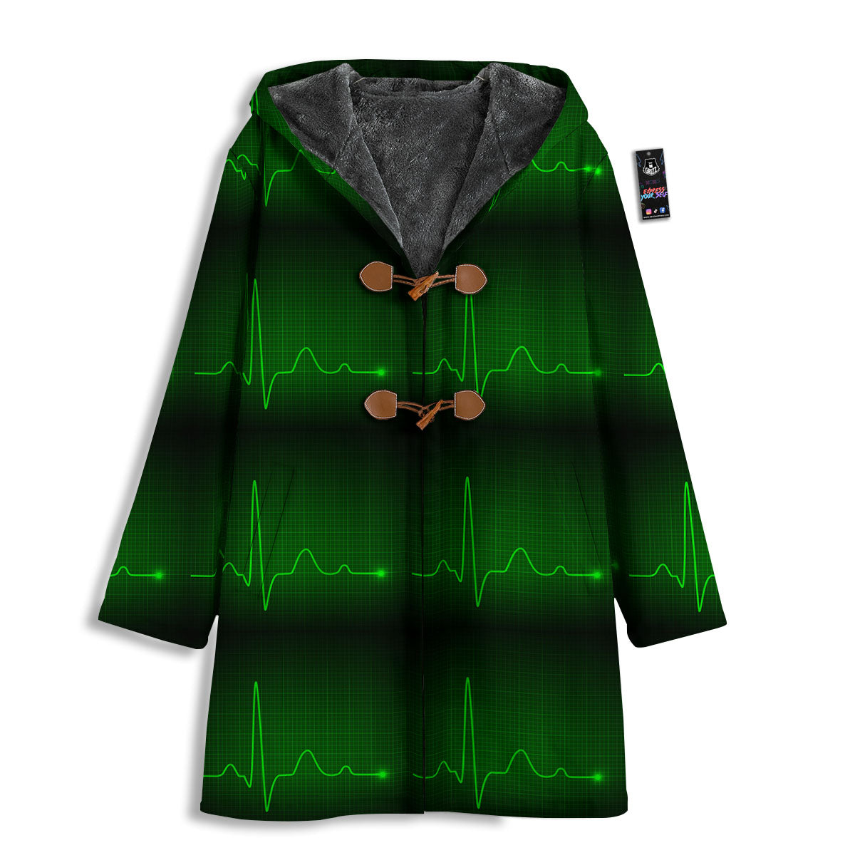 Heartbeat Green Print Pattern Men's Windbreaker Jacket-grizzshop