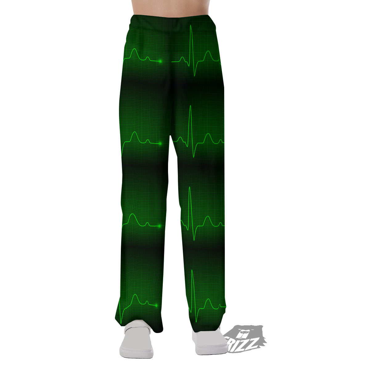 Heartbeat Green Print Pattern Pajama Pants-grizzshop