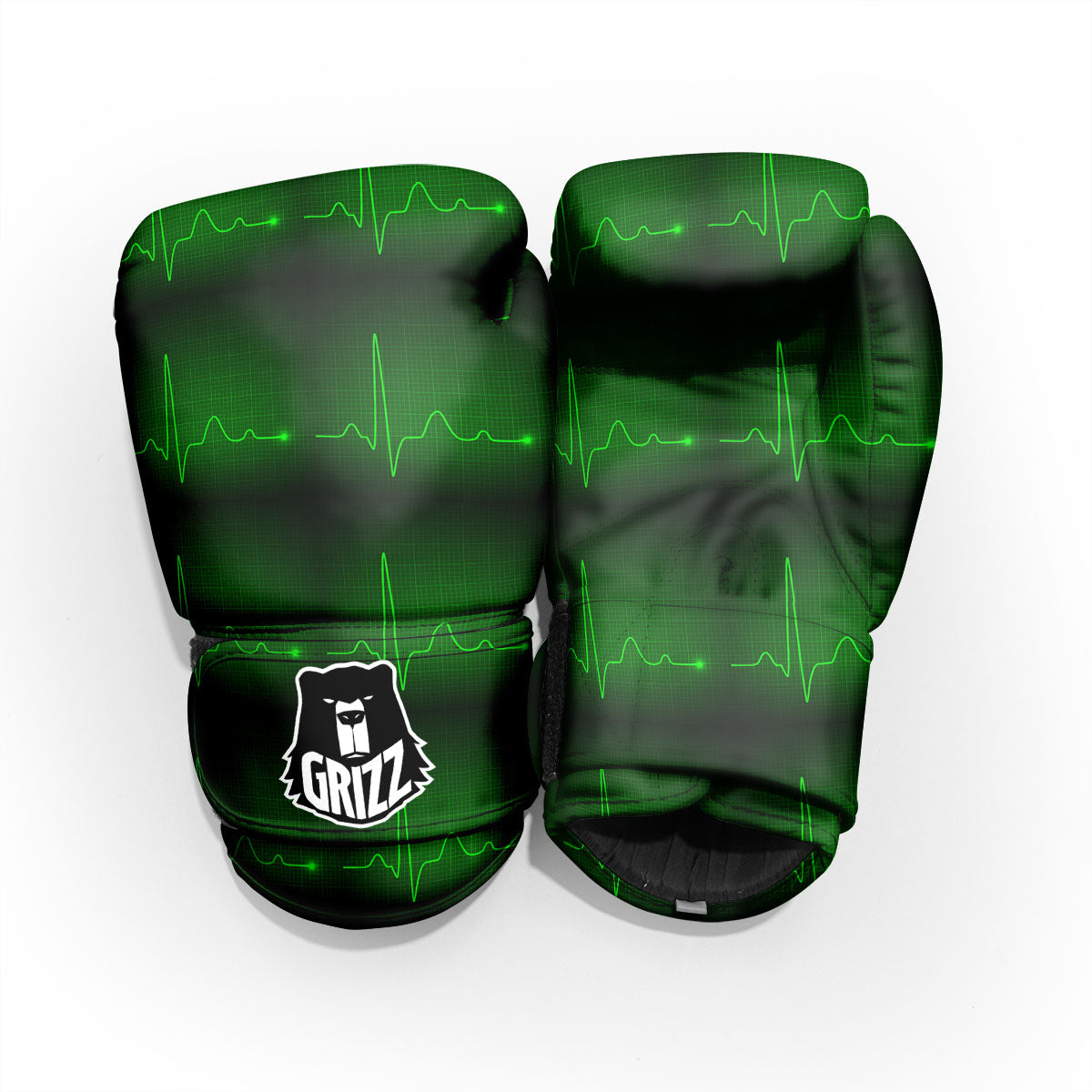 Heartbeat Green Print Pattern Pro Boxing Glove