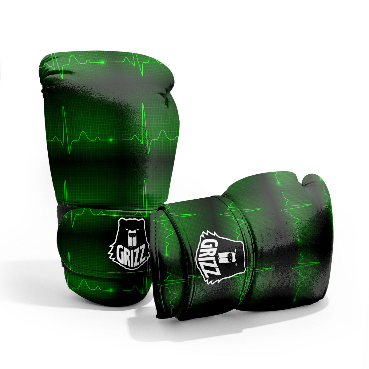 Heartbeat Green Print Pattern Pro Boxing Glove