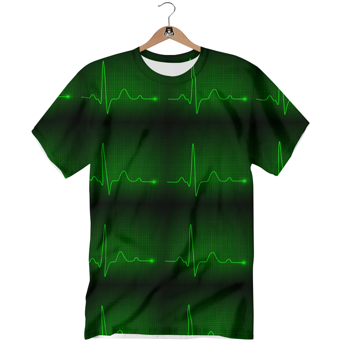Heartbeat Green Print Pattern T-Shirt-grizzshop