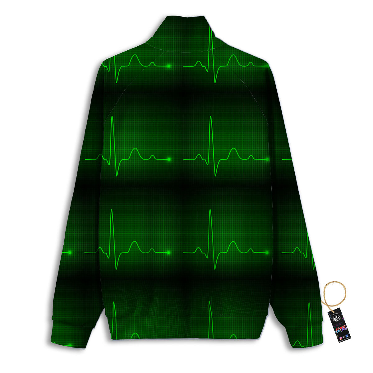 Heartbeat Green Print Pattern Track Jacket-grizzshop