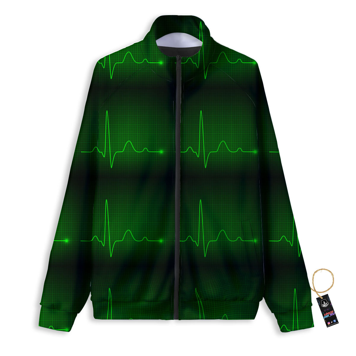 Heartbeat Green Print Pattern Track Jacket-grizzshop