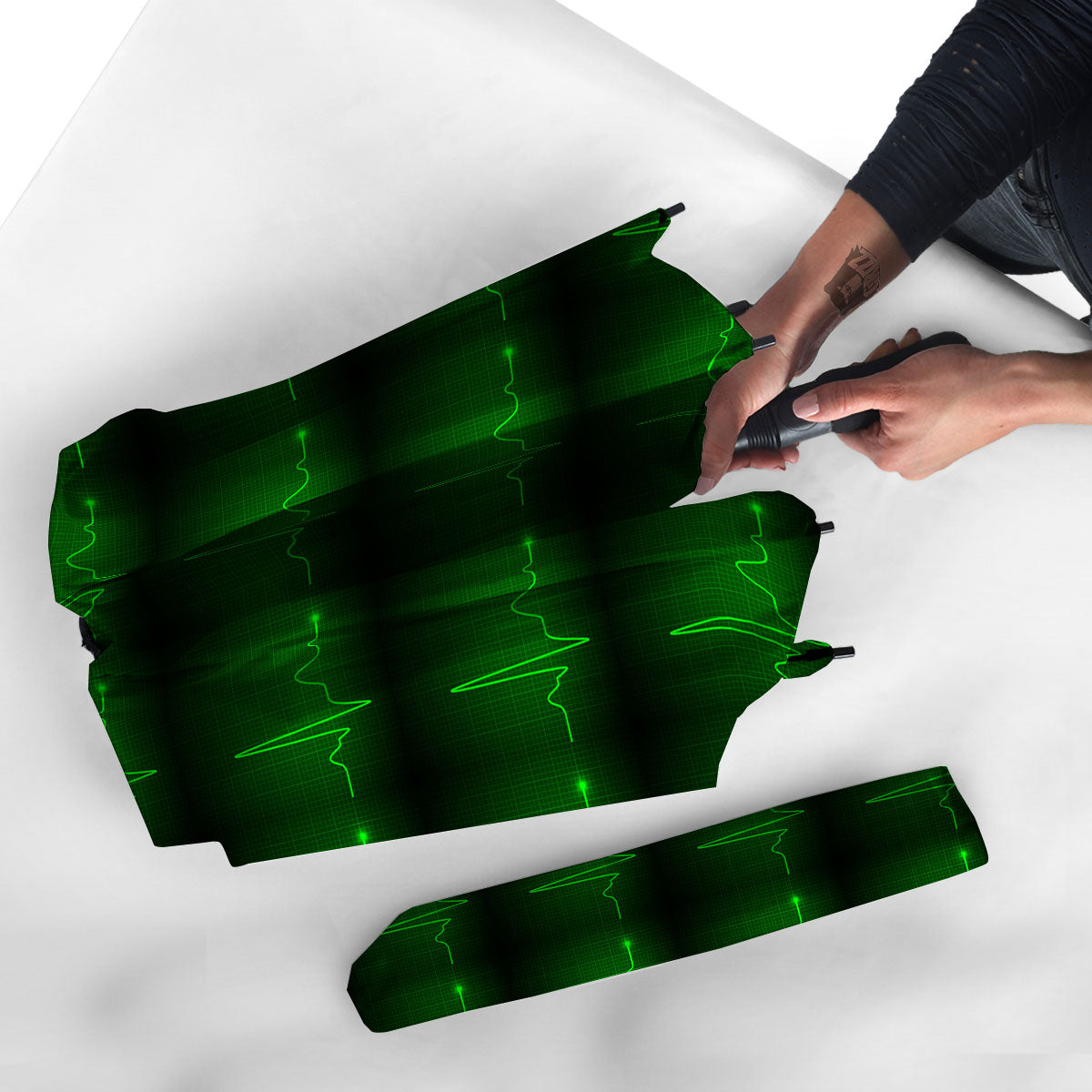 Heartbeat Green Print Pattern Umbrella-grizzshop