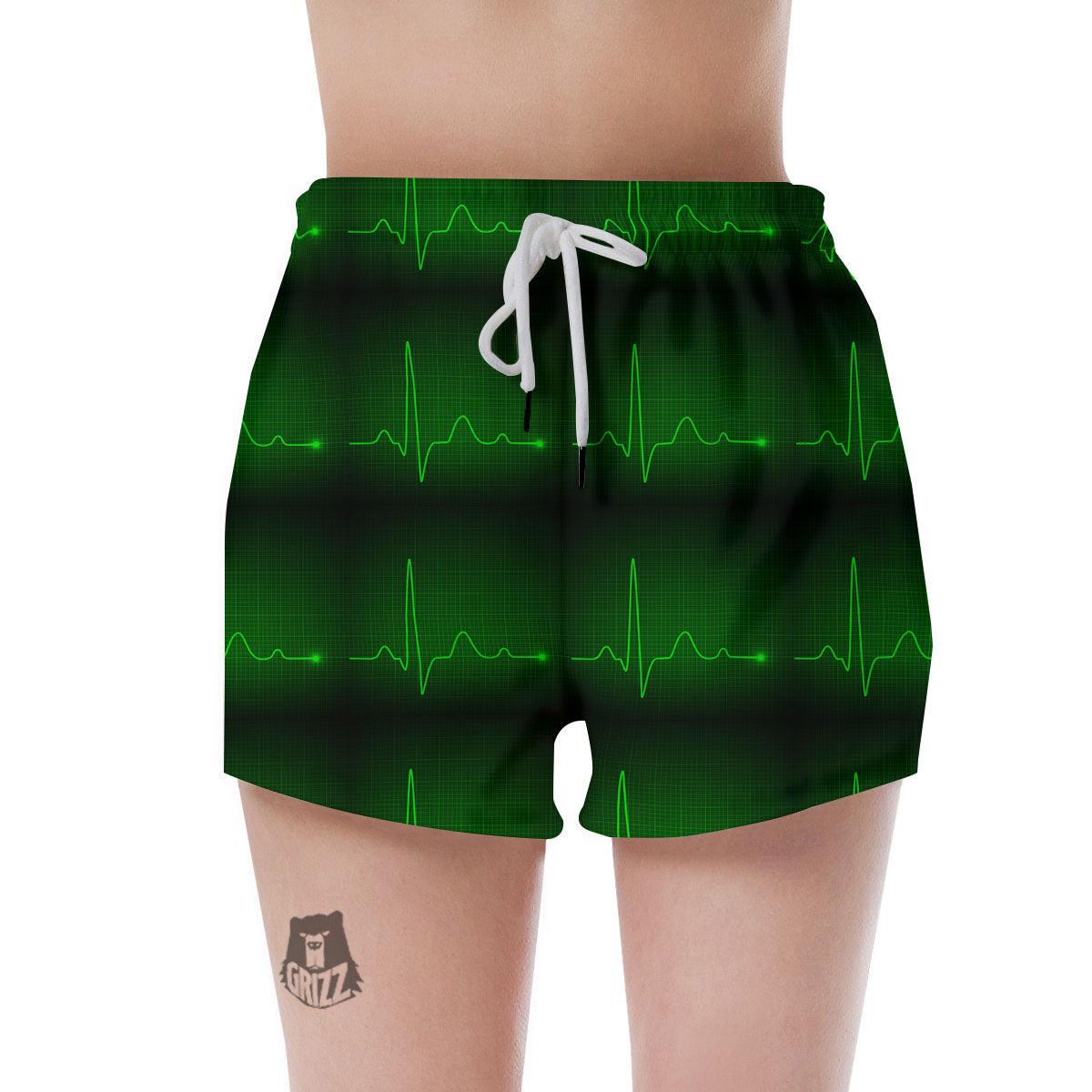 Heartbeat Green Print Pattern Women's Shorts-grizzshop