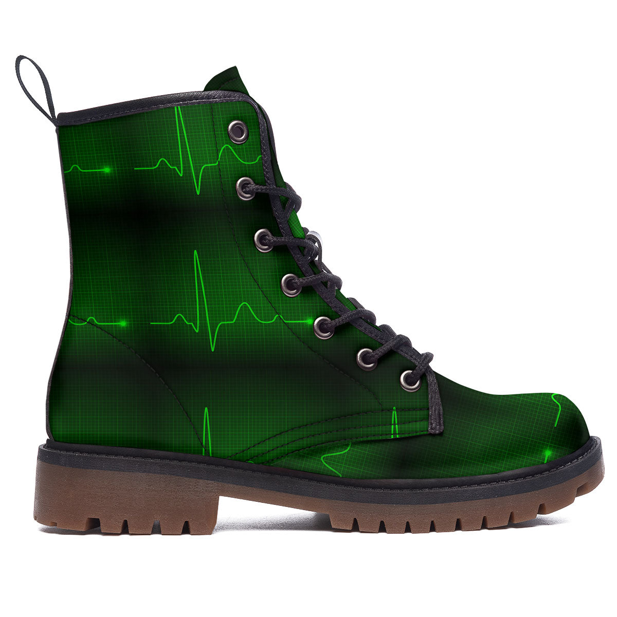 Heartbeat Green Print Pattern Work Boots-grizzshop