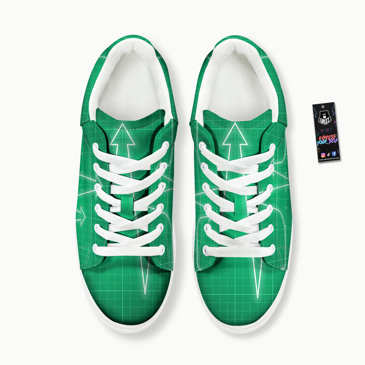 Heartbeat Green Print Platform Shoes-grizzshop