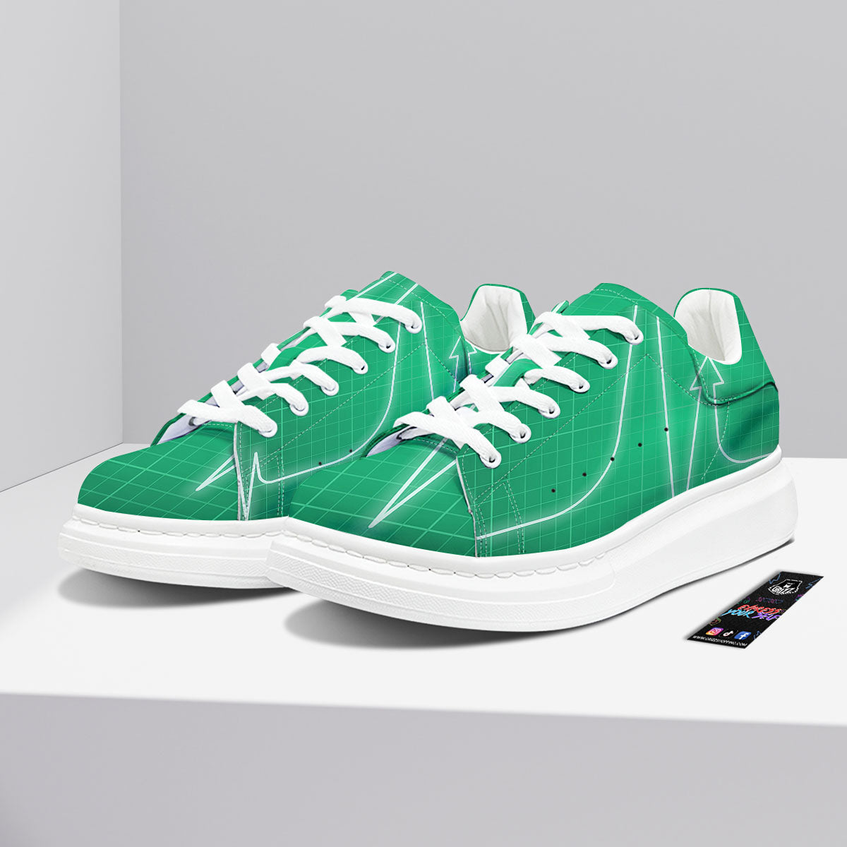 Heartbeat Green Print Platform Shoes-grizzshop