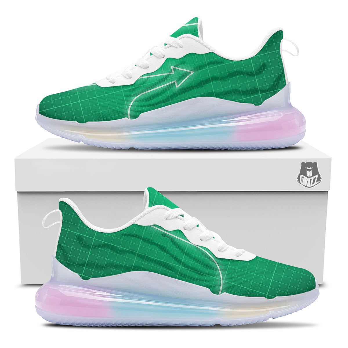 Heartbeat Green Print Running Sneakers-grizzshop