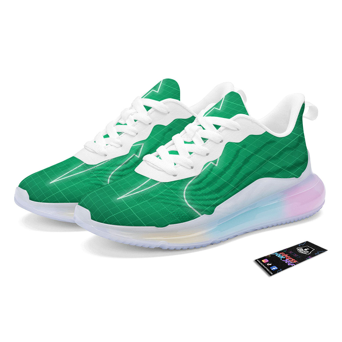 Heartbeat Green Print Running Sneakers-grizzshop