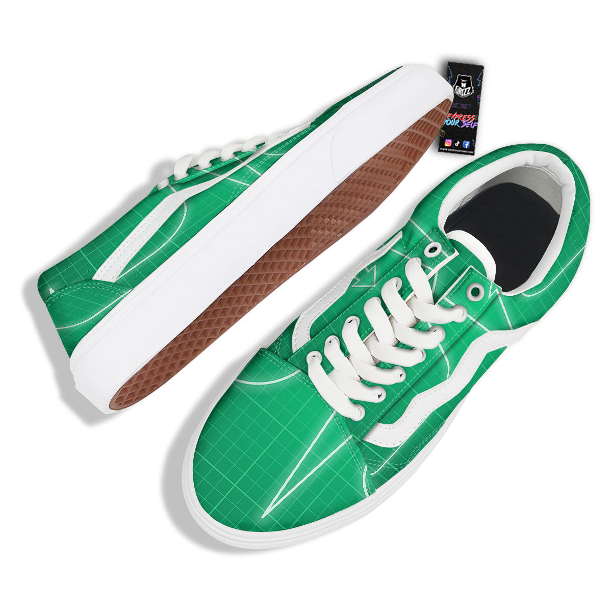 Heartbeat Green Print Skate Shoes-grizzshop