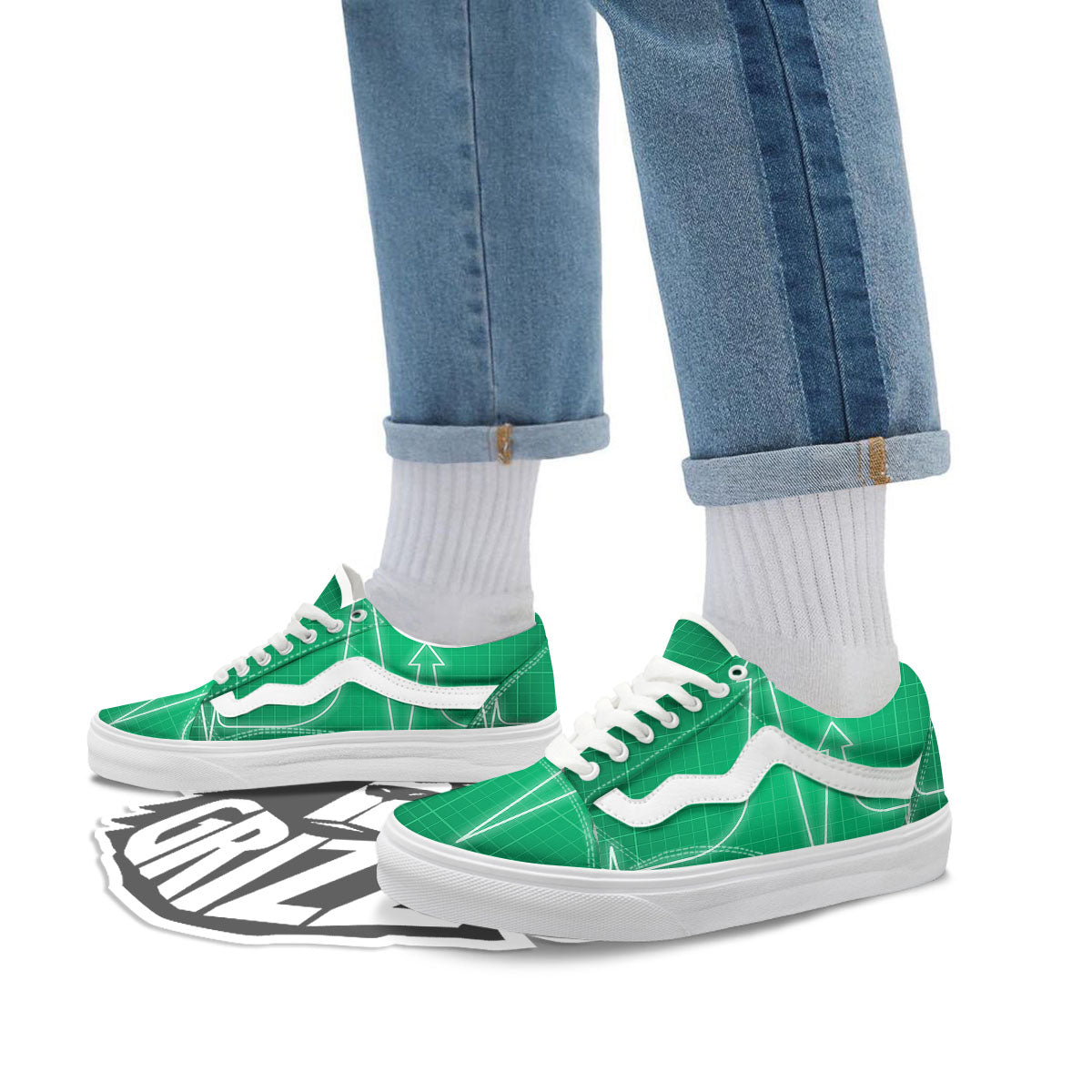 Heartbeat Green Print Skate Shoes-grizzshop