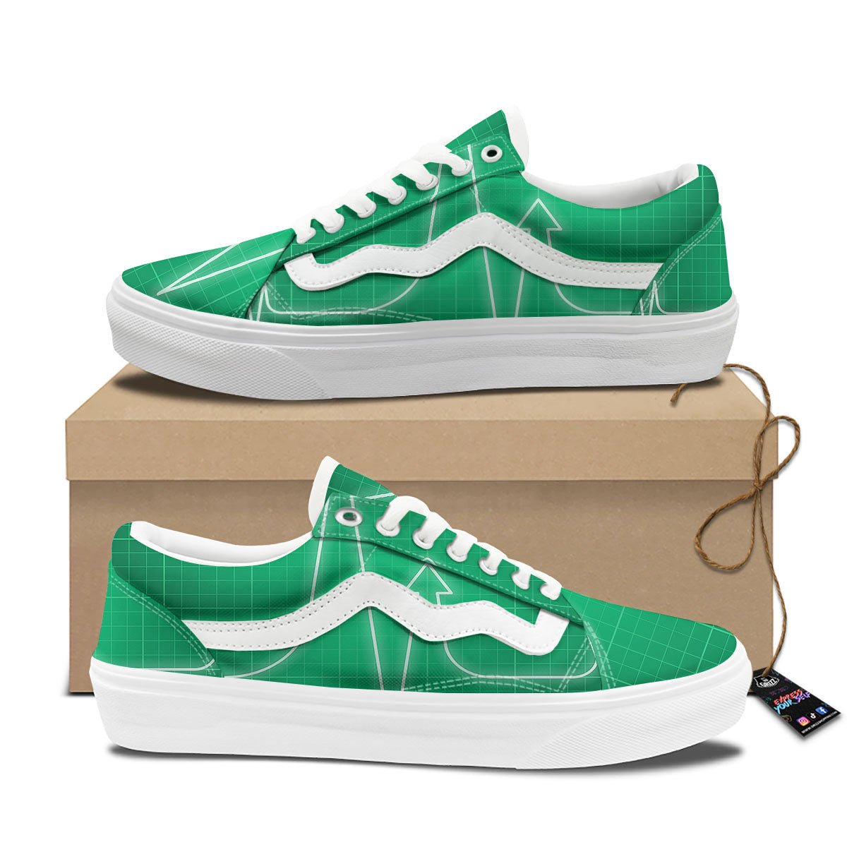 Heartbeat Green Print Skate Shoes-grizzshop