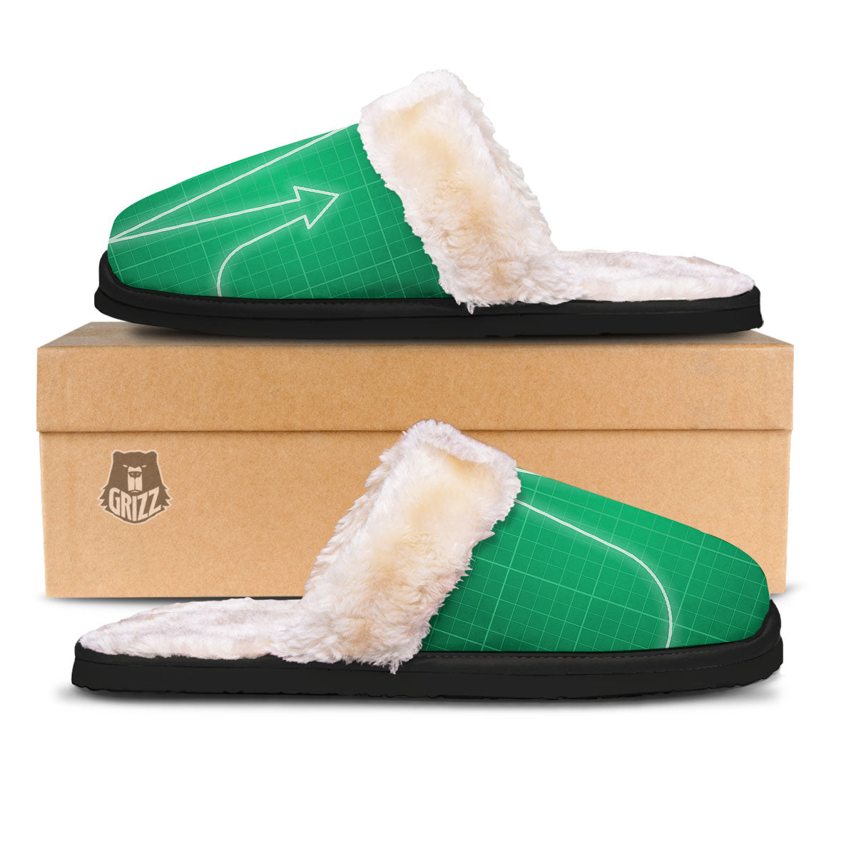 Heartbeat Green Print Slippers-grizzshop