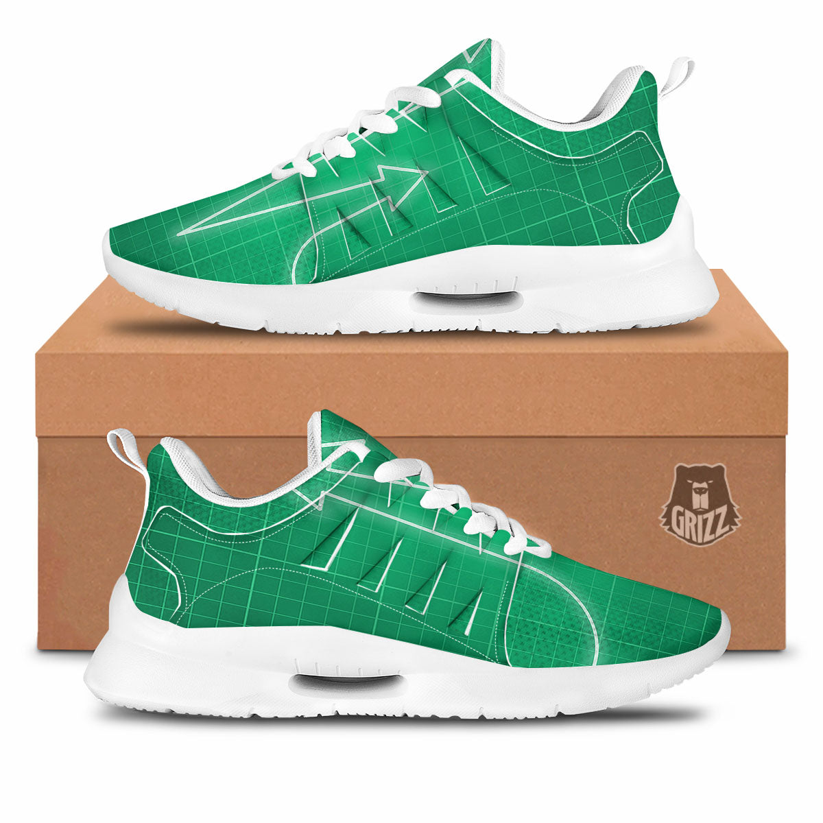Heartbeat Green Print Tennis Shoes-grizzshop