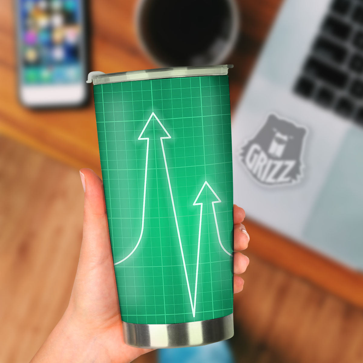 Heartbeat Green Print Tumbler-grizzshop