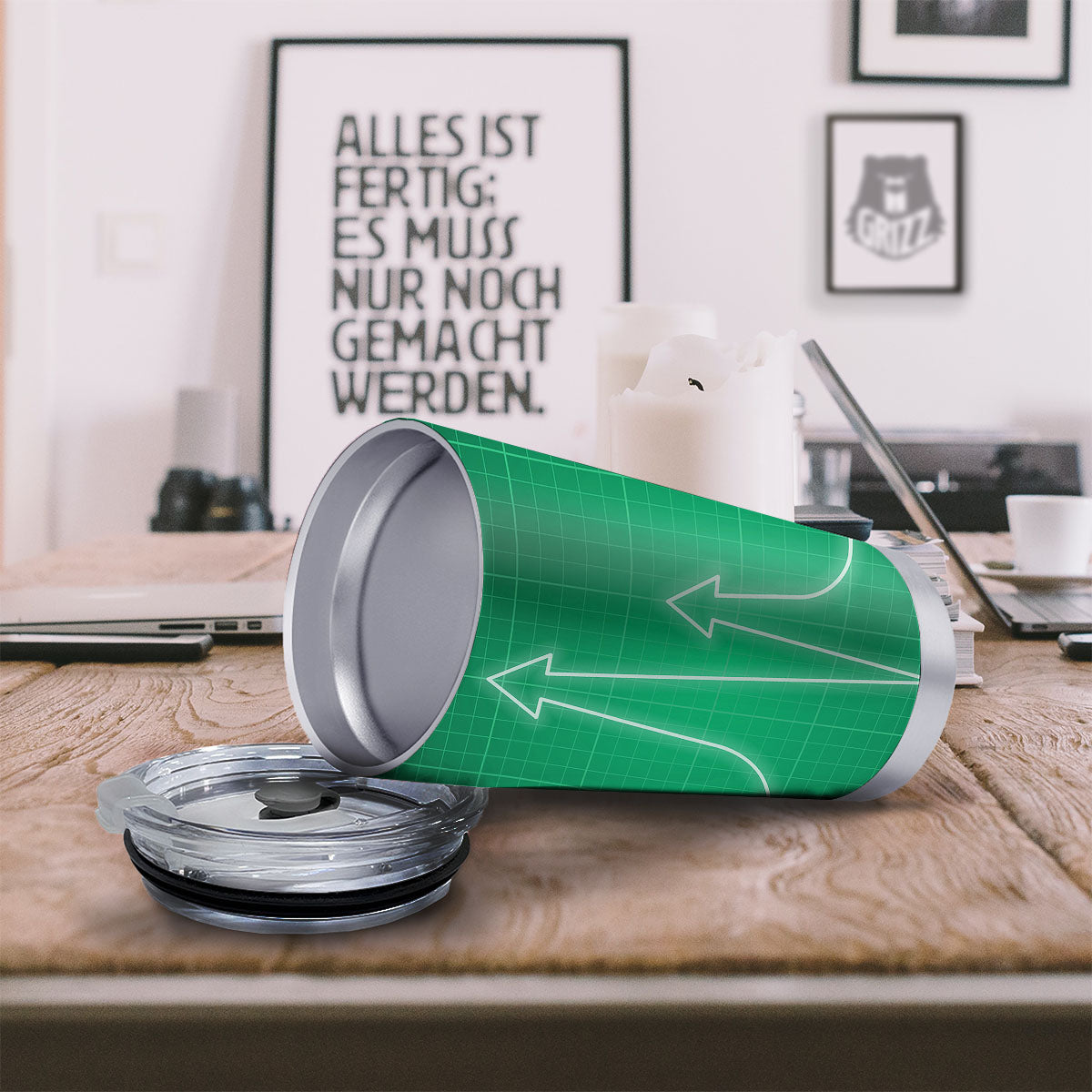 Heartbeat Green Print Tumbler-grizzshop
