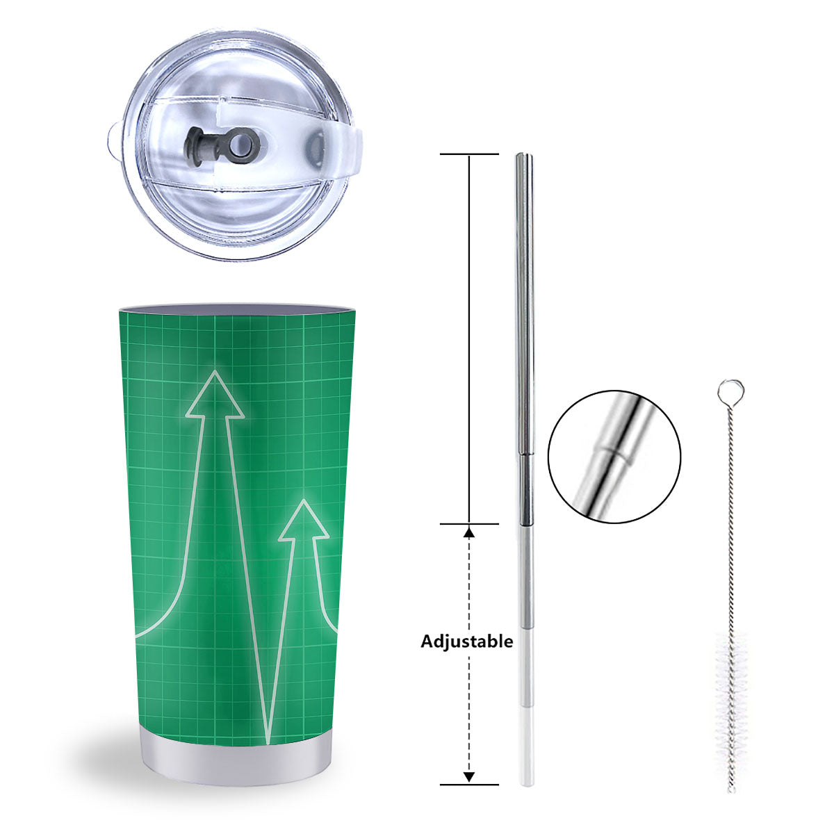 Heartbeat Green Print Tumbler-grizzshop