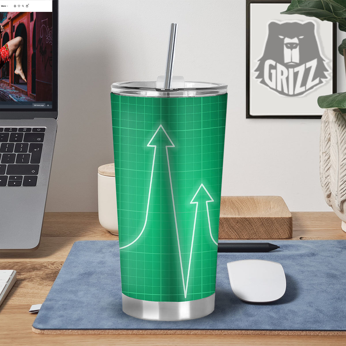 Heartbeat Green Print Tumbler-grizzshop