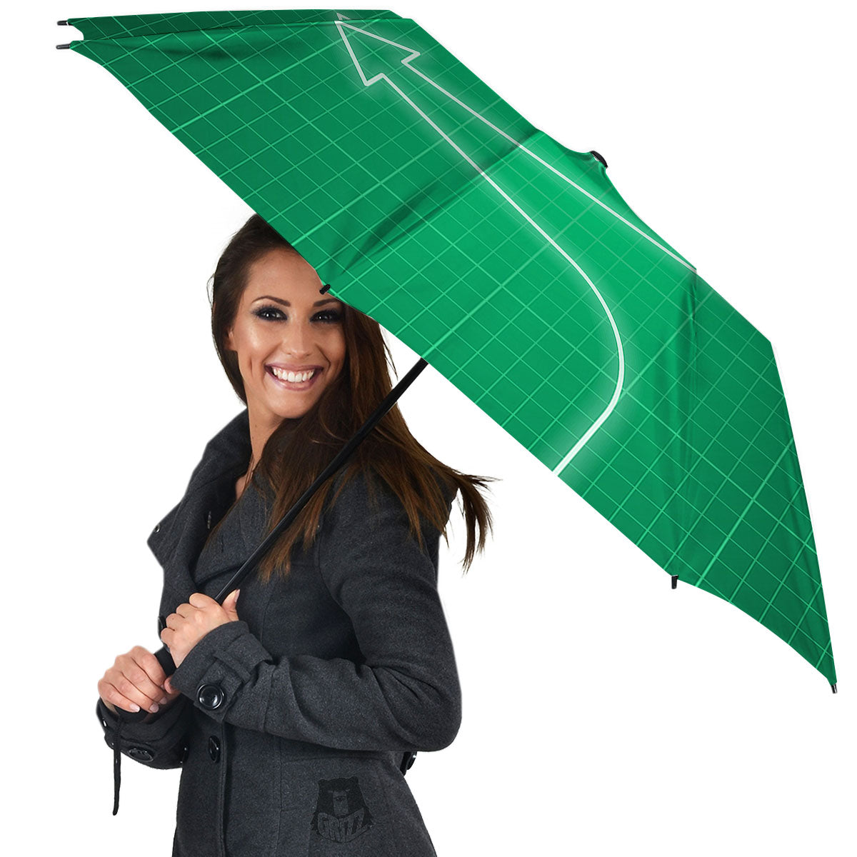 Heartbeat Green Print Umbrella-grizzshop