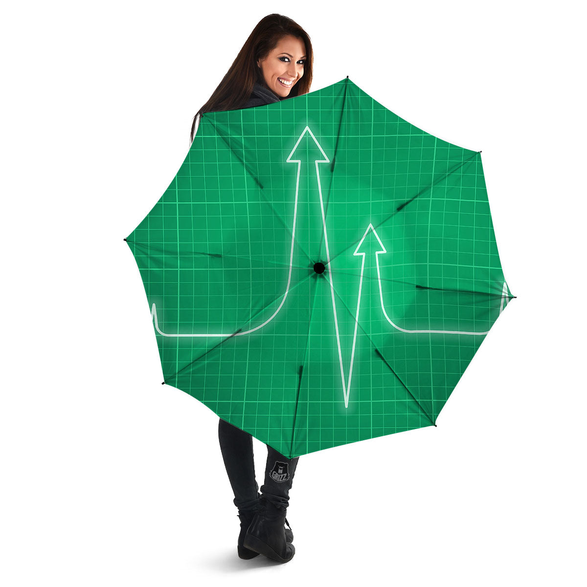 Heartbeat Green Print Umbrella-grizzshop