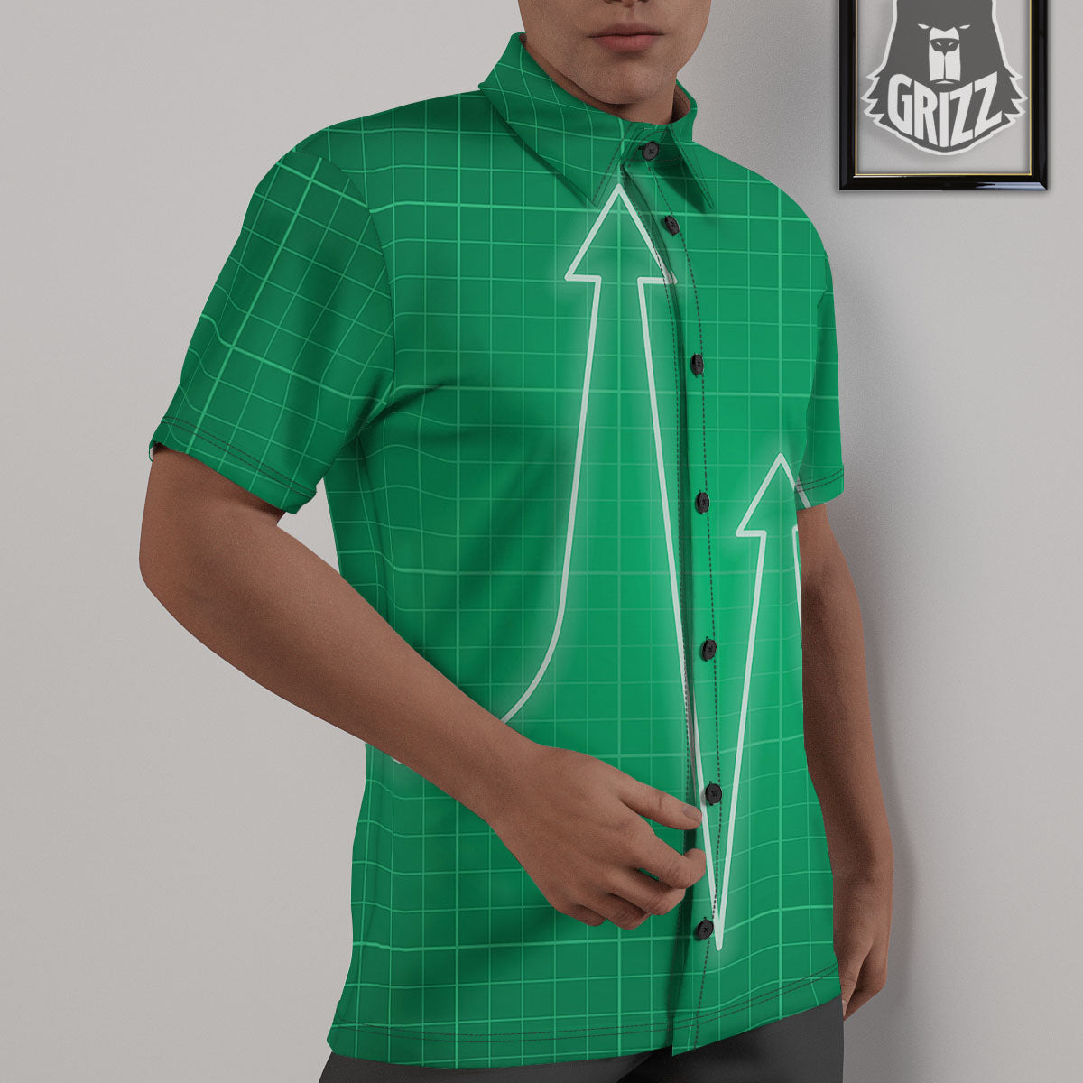 Heartbeat Green Print Untucked Shirts-grizzshop