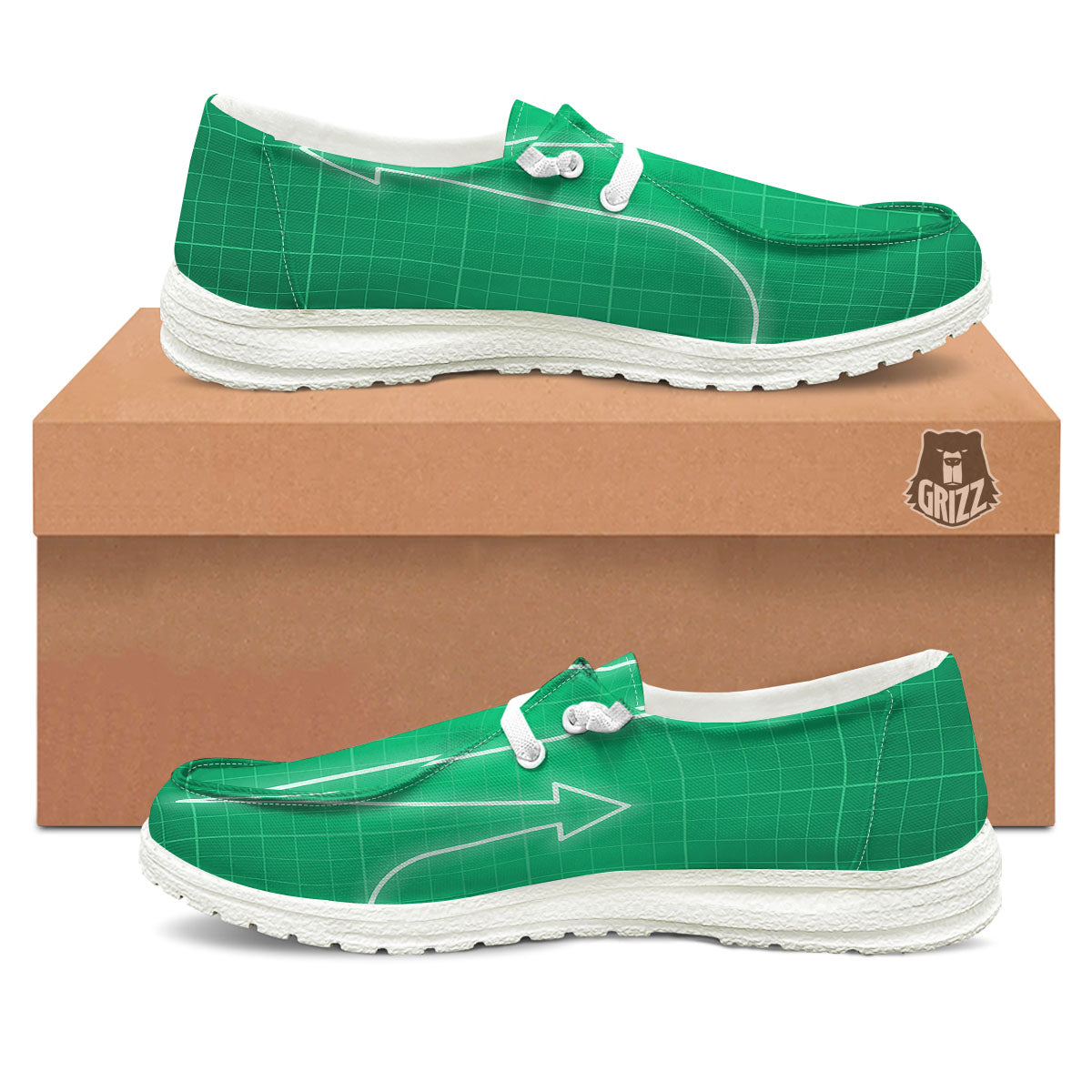 Heartbeat Green Print White Loafers-grizzshop