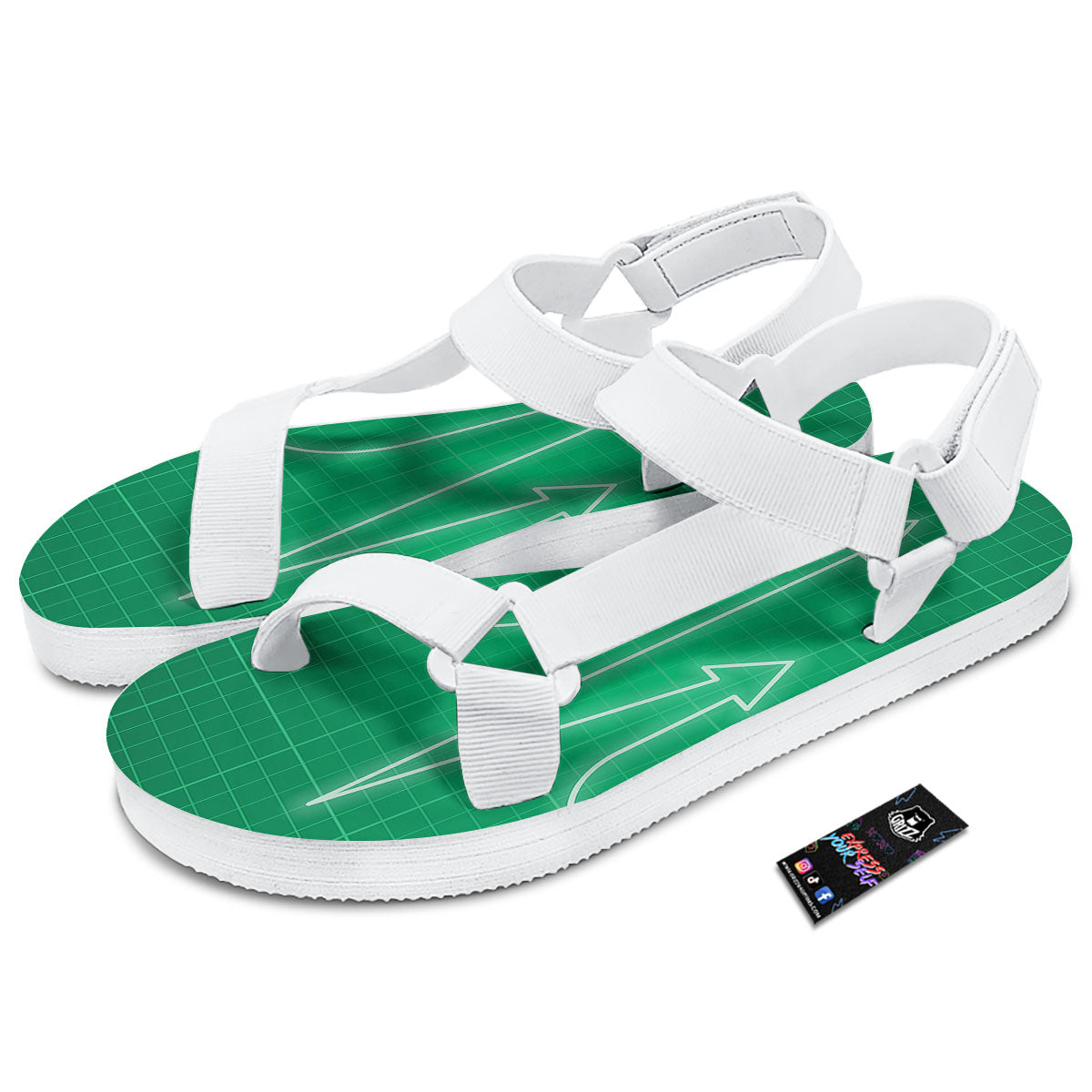 Heartbeat Green Print White Open Toe Sandals-grizzshop