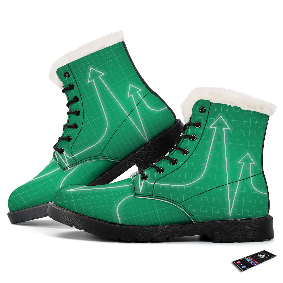 Heartbeat Green Print Winter Boots-grizzshop