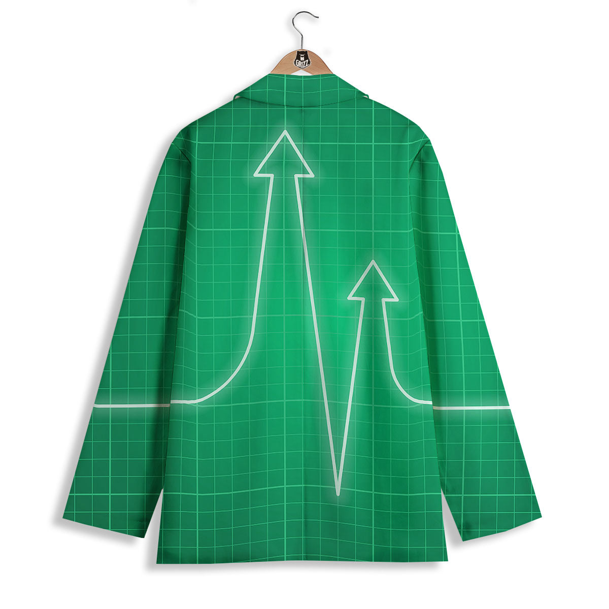 Heartbeat Green Print Women's Blazer-grizzshop