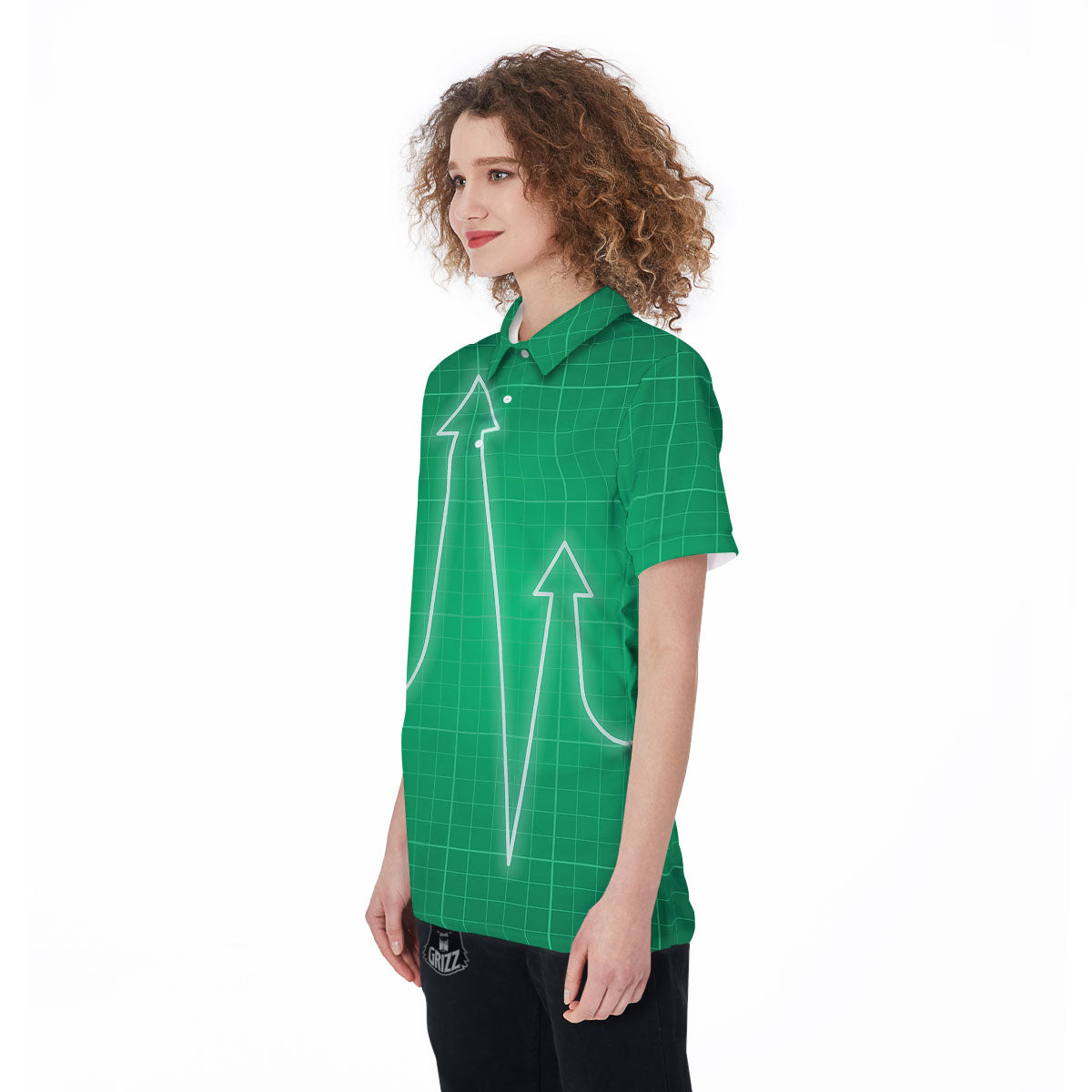 Heartbeat Green Print Women's Golf Shirts-grizzshop