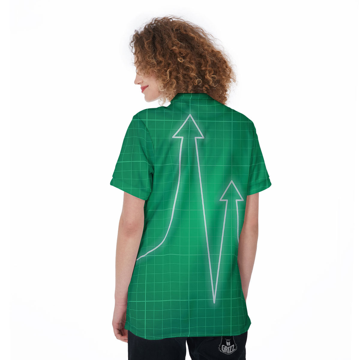 Heartbeat Green Print Women's Golf Shirts-grizzshop