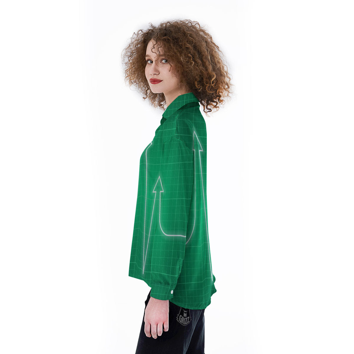 Heartbeat Green Print Women's Long Sleeve Shirts-grizzshop