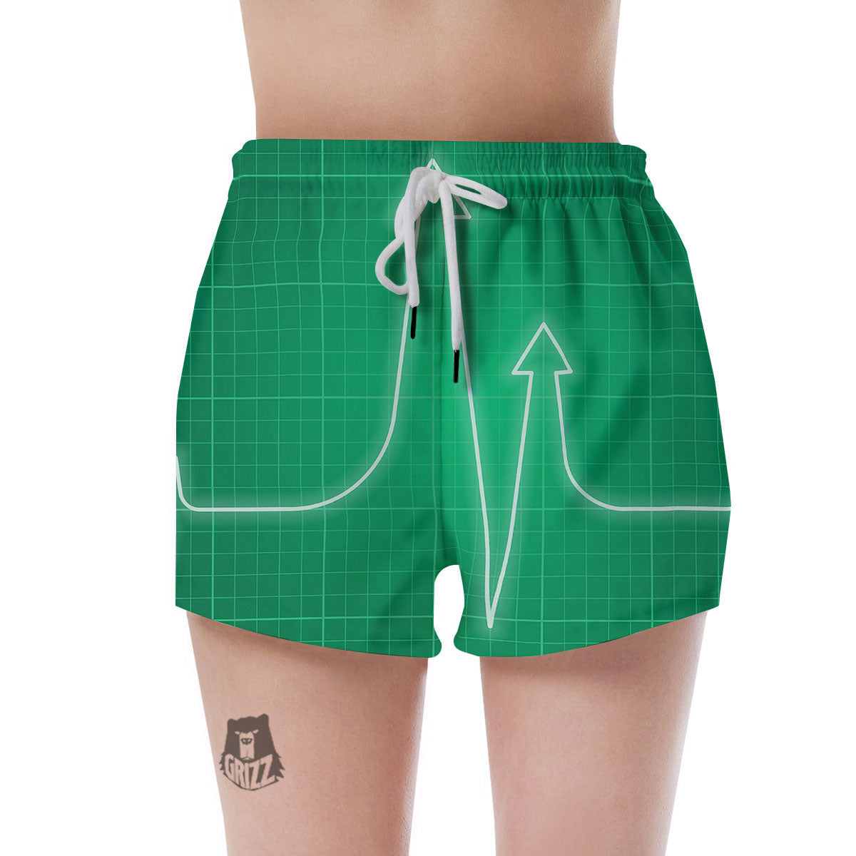Heartbeat Green Print Women's Shorts-grizzshop