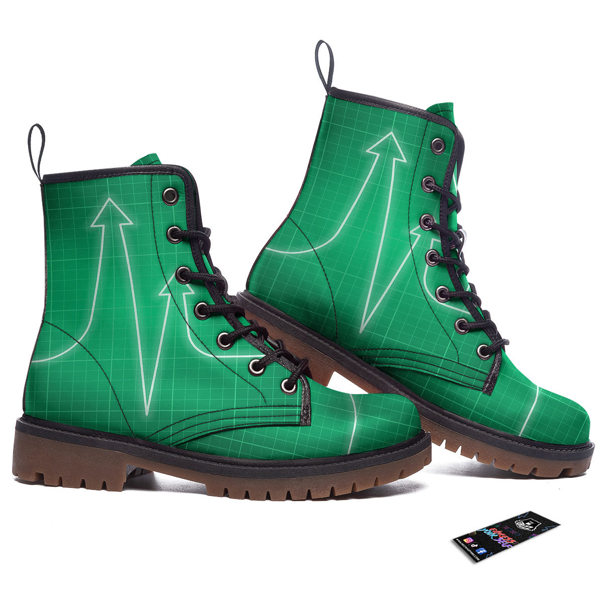 Heartbeat Green Print Work Boots-grizzshop