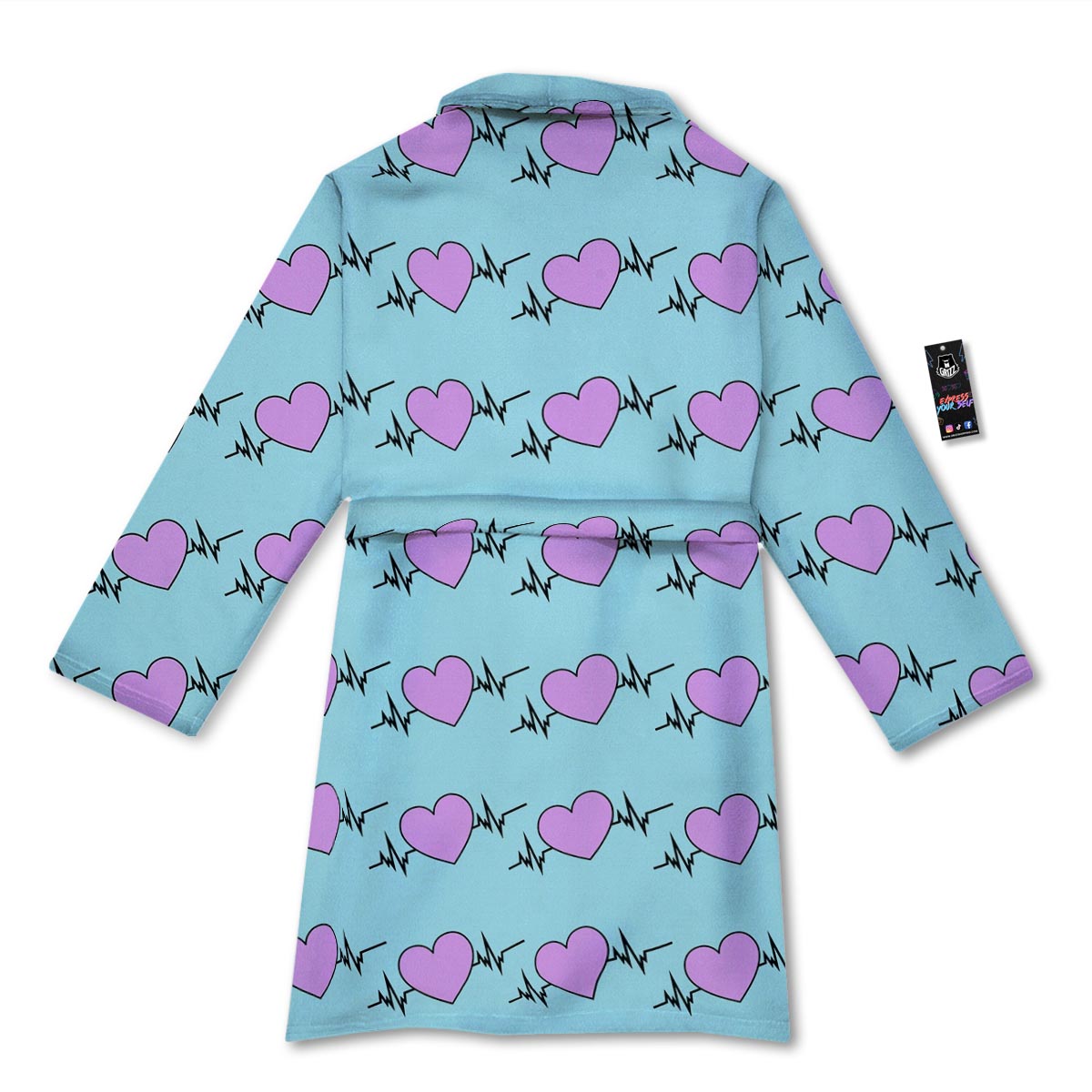 Heartbeat Pink Print Pattern Bathrobe-grizzshop