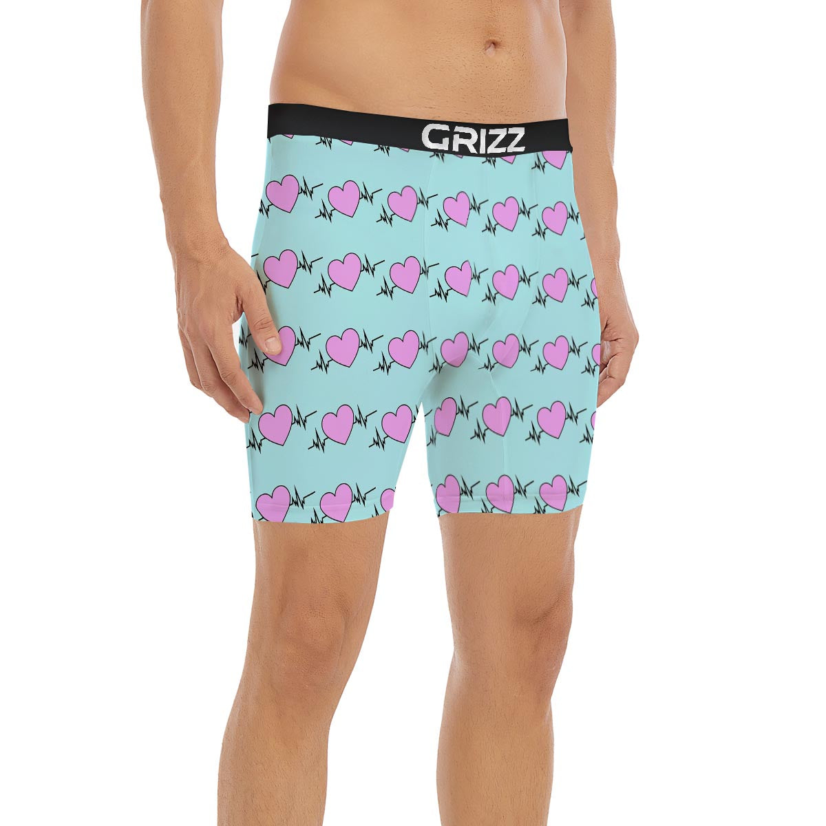 Heartbeat Pink Print Pattern Boxer Briefs-grizzshop