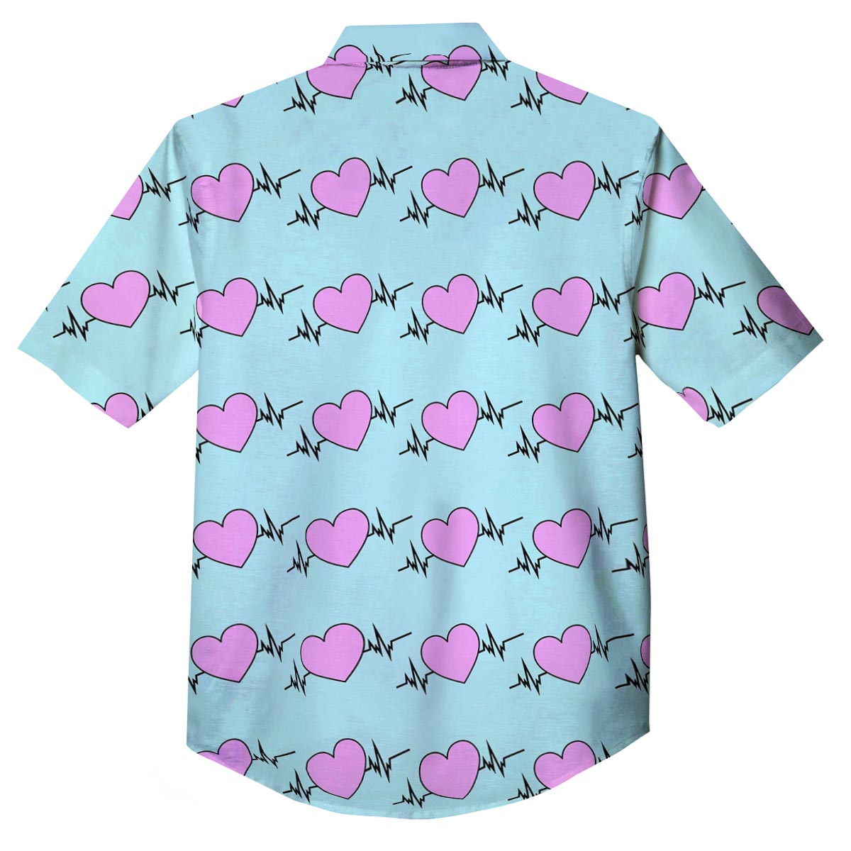 Heartbeat Pink Print Pattern Button Up Shirt-grizzshop