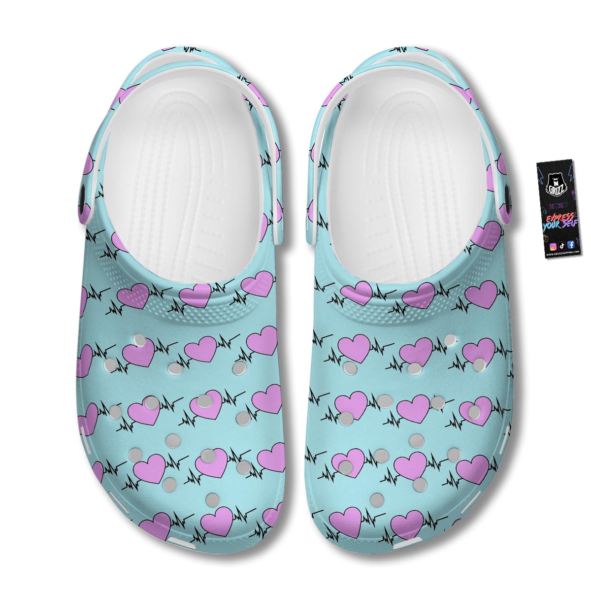 Heartbeat Pink Print Pattern Clog-grizzshop