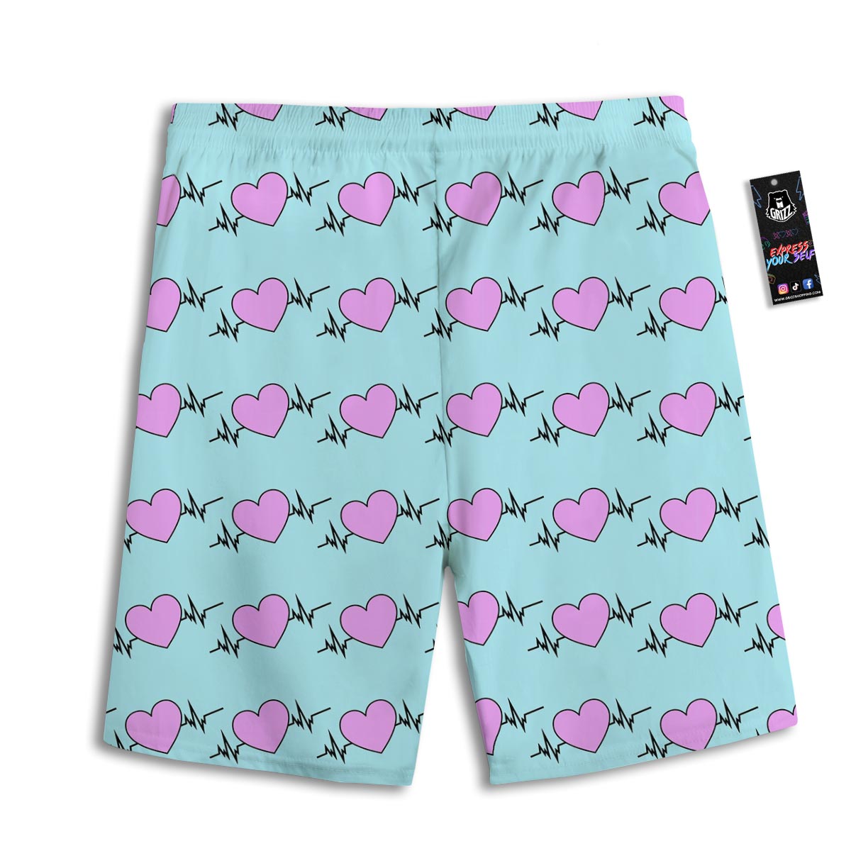 Heartbeat Pink Print Pattern Men's Athletic Shorts